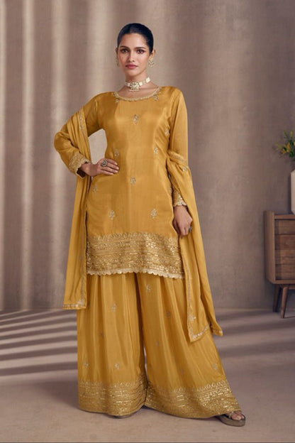 Pakistani Designer Embroidery Georgette Fabric Salwar Kameez Palazzo Suits