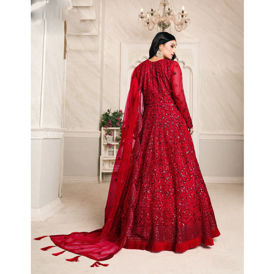 Heavy Embroidery Worked Wedding reception Party Wear Anarkali Gown