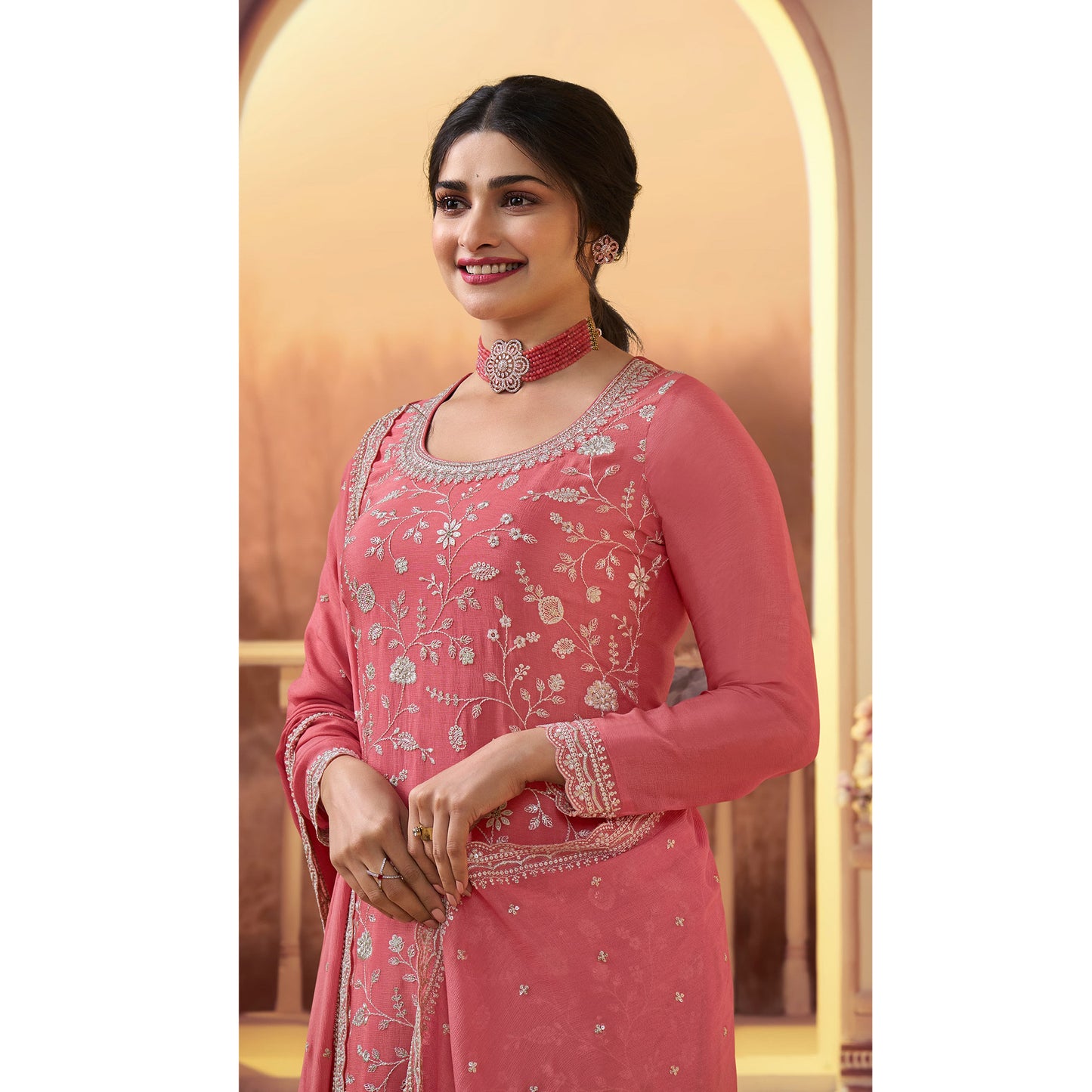 Indian Wedding Reception Wear Salwar Kameez Dress Beautiful Worked Plazzo Dupatta Suits