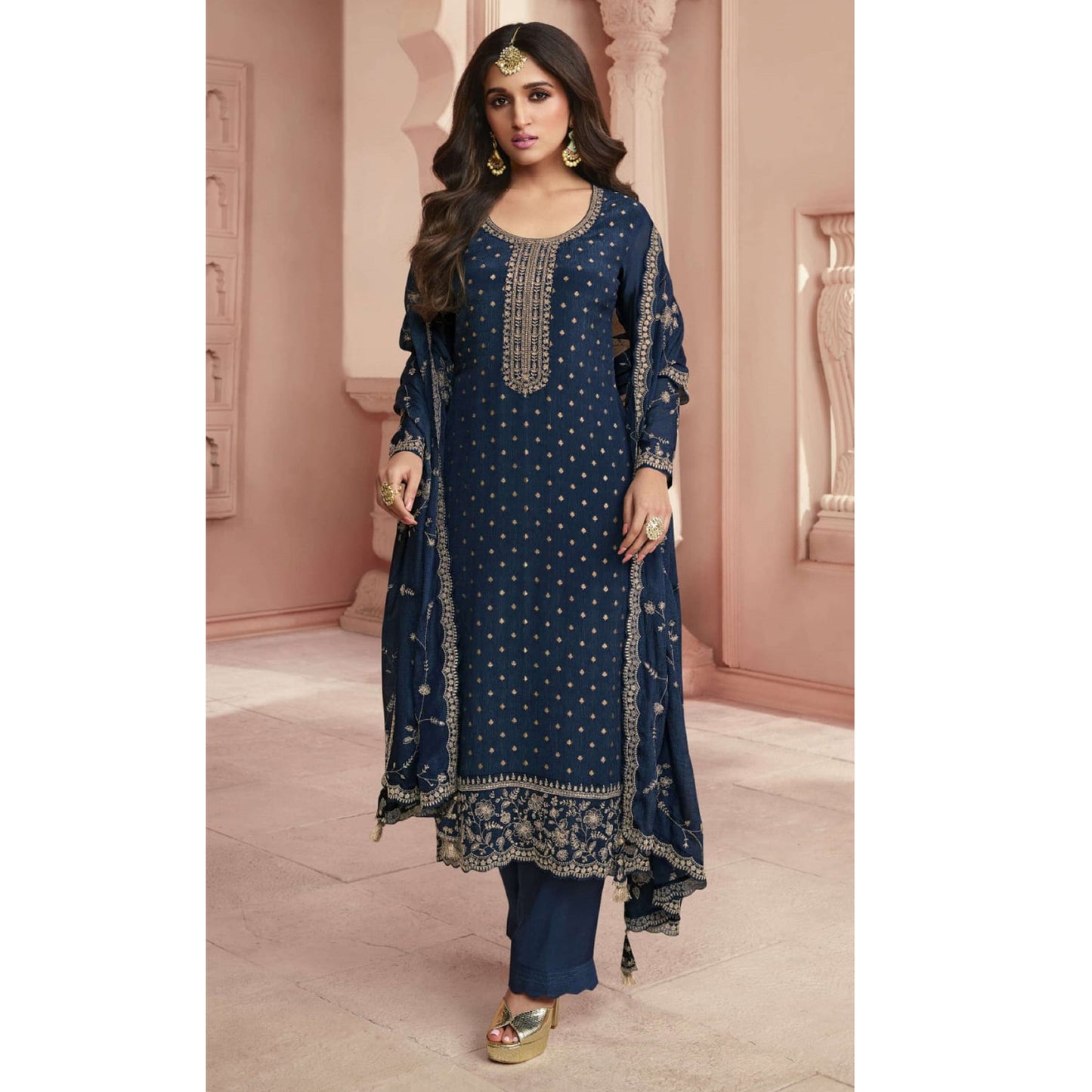 Summar Special Trendy Designer jacquard With Embroidery Work Salwar Kameez-Pant