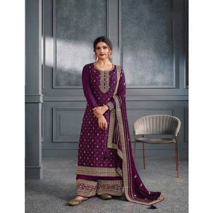 Indian Wedding Wear Georgette With Embroidery Work Salwar Kameez Plazzo Suit