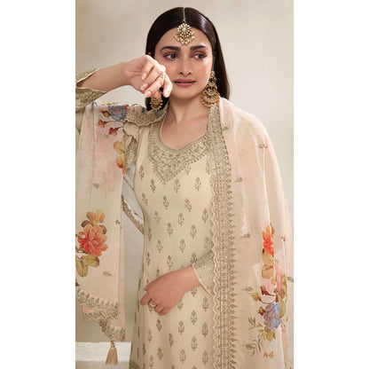 Special Designer Embroidery Work Salwar Kameez Plazzo Suit With Digital Printed Dupatta