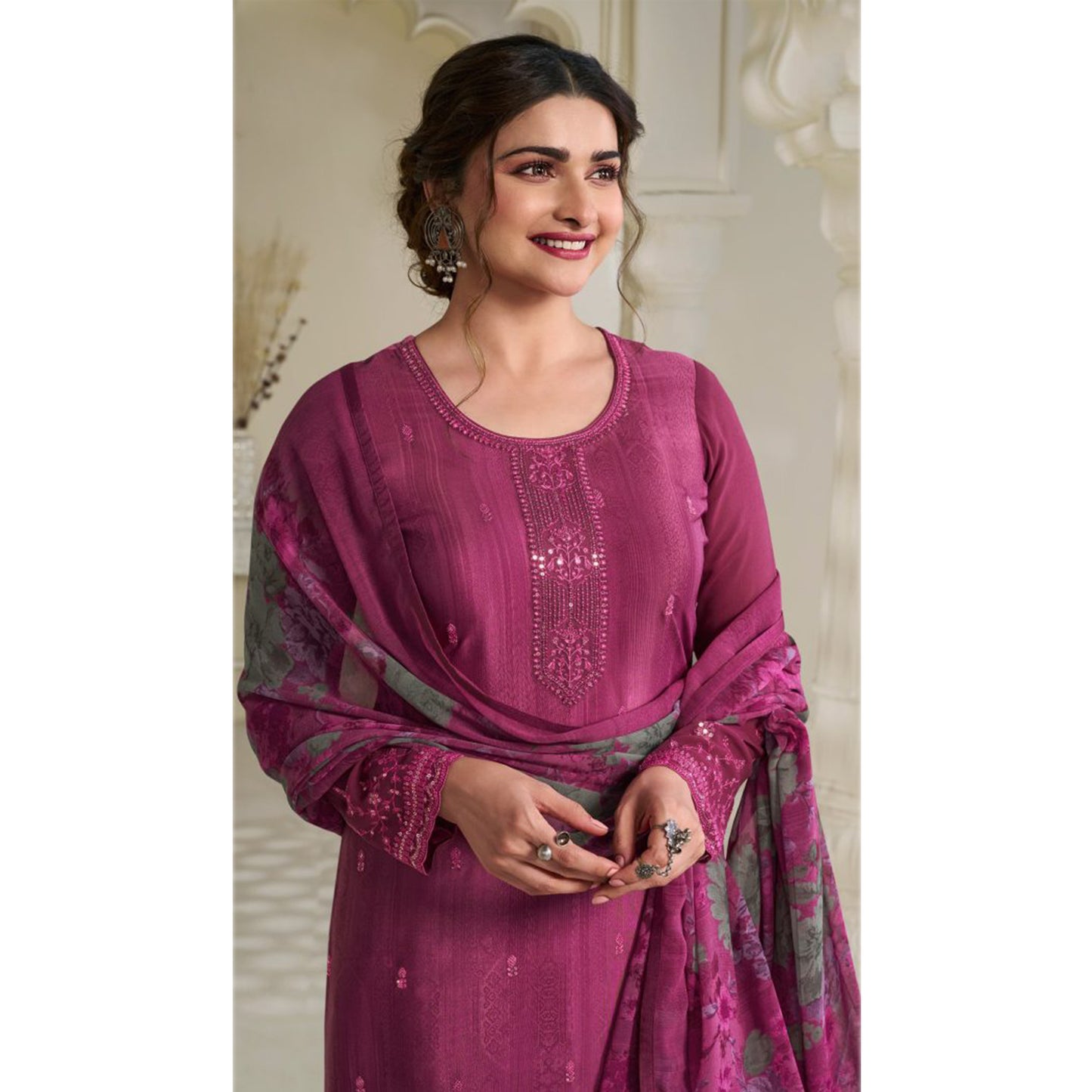 Indian Designer Royal Crepe Fabric Festival Wear Shalwar Kameez Plazzo-Pant Suits