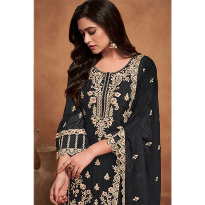 Stunning Designer Heavy Embroidery Work Chinon Fabric Salwar Kameez Plazzo Suit