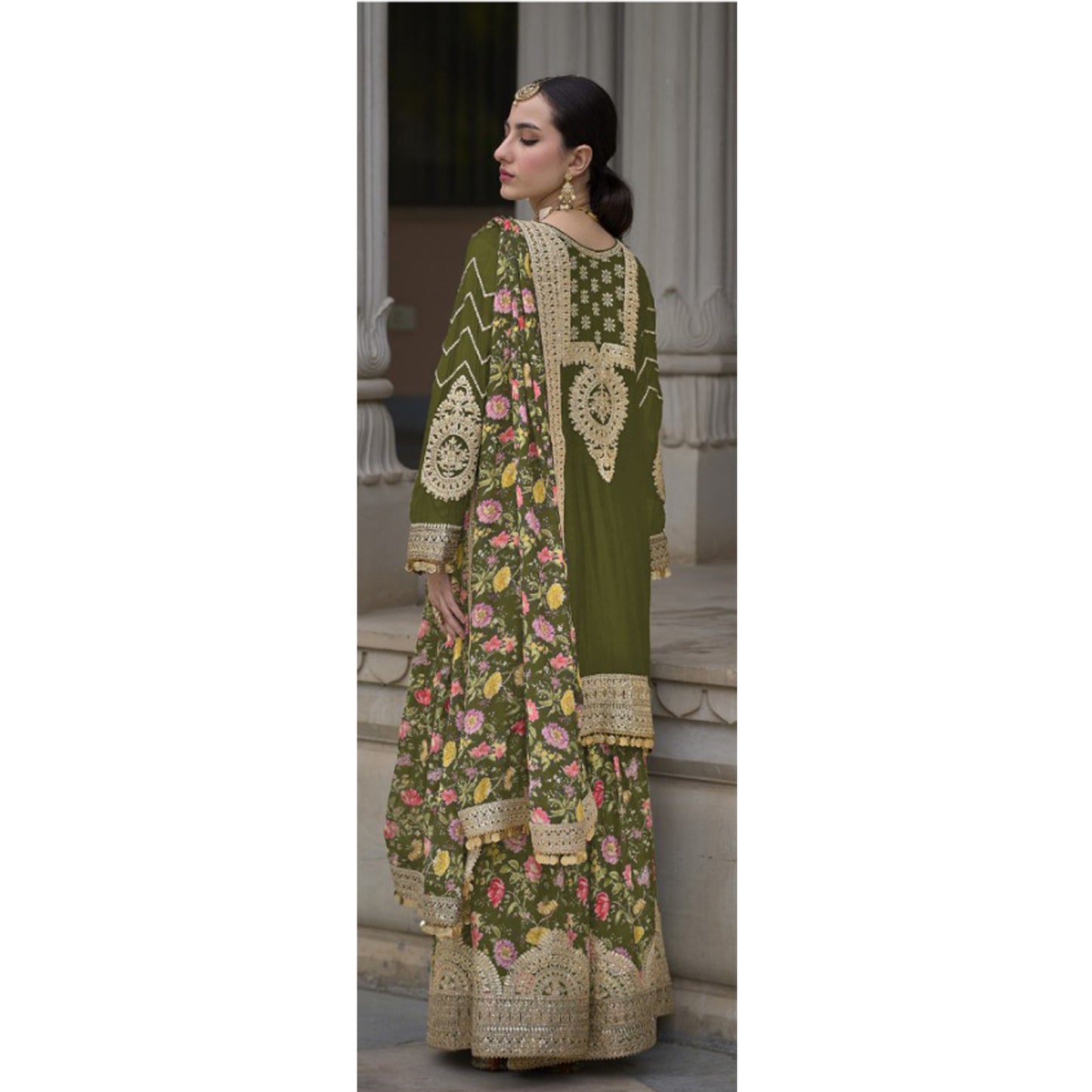 Heavy Embroidery Work With  Digital Print Festival Wear Salwar Kameez Plazzo Suits