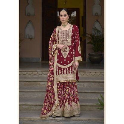 Heavy Embroidery Work With  Digital Print Festival Wear Salwar Kameez Plazzo Suits