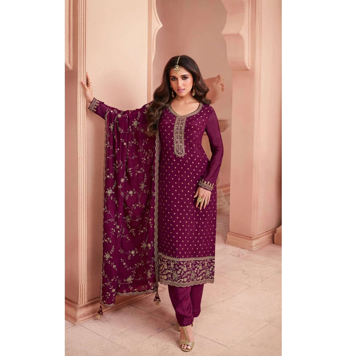 Summar Special Trendy Designer jacquard With Embroidery Work Salwar Kameez-Pant