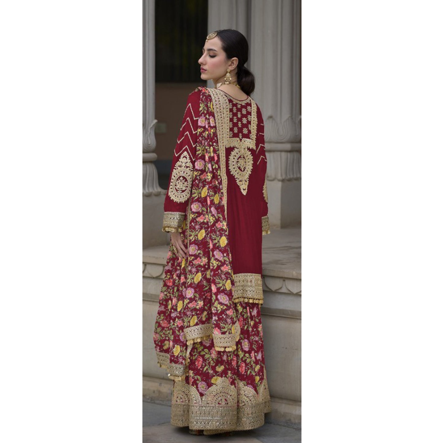 Heavy Embroidery Work With  Digital Print Festival Wear Salwar Kameez Plazzo Suits