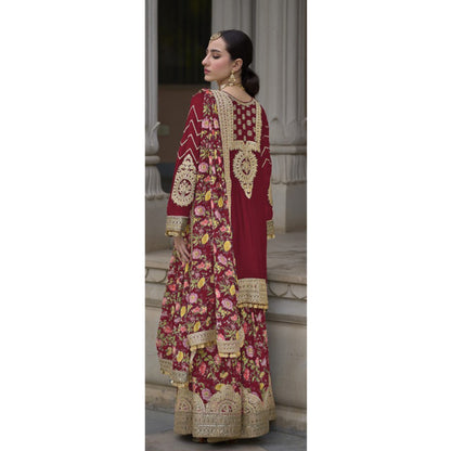 Heavy Embroidery Work With  Digital Print Festival Wear Salwar Kameez Plazzo Suits