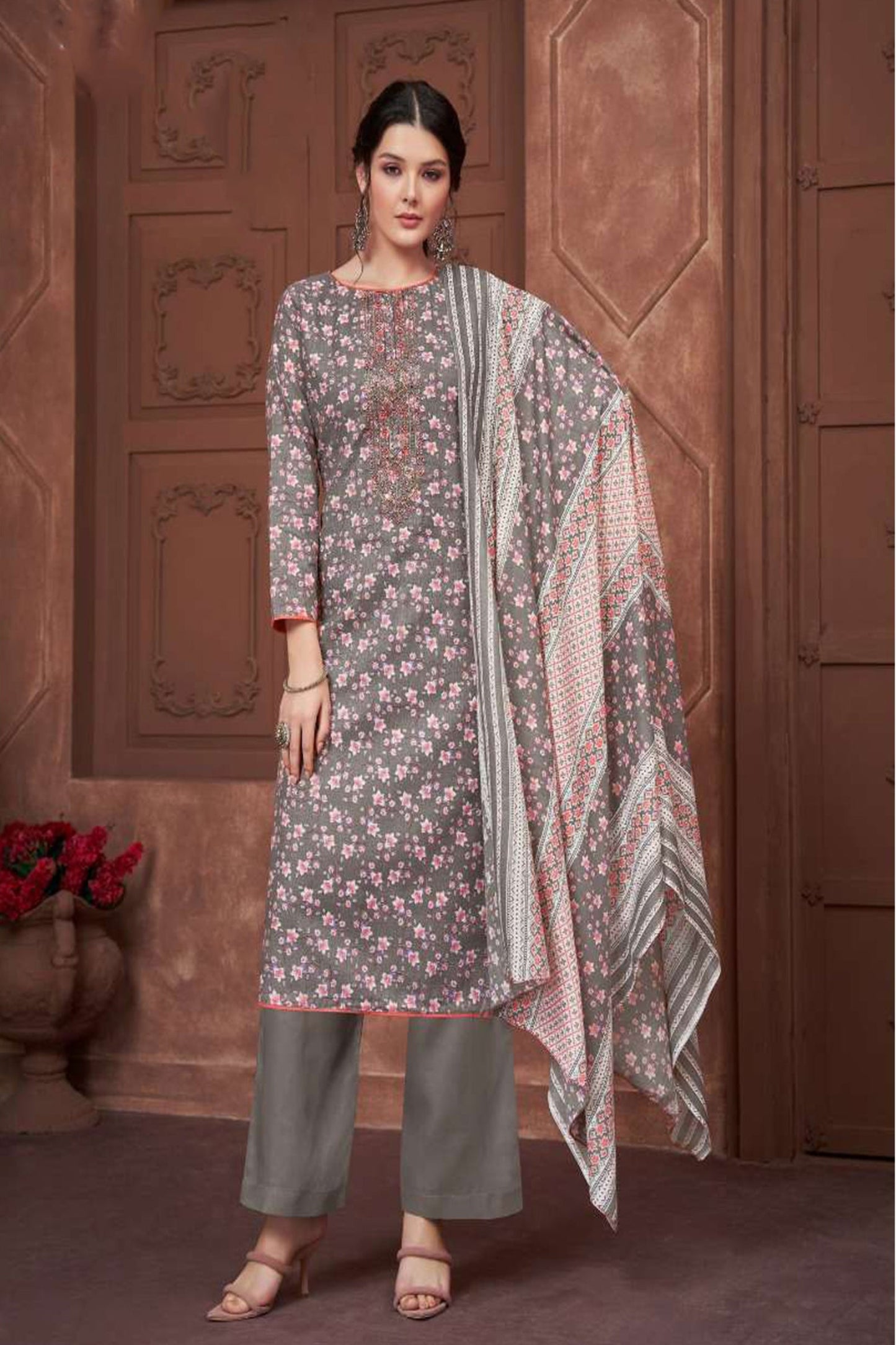 Eid Special Designer Shalwar Kameez Cotton Dupatta Dress Embroidery Work Suit