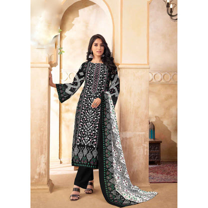 Cotton Fabric Printed Salwar Kameez Suits White & Black Color Plus Size Plazzo Pant Dress