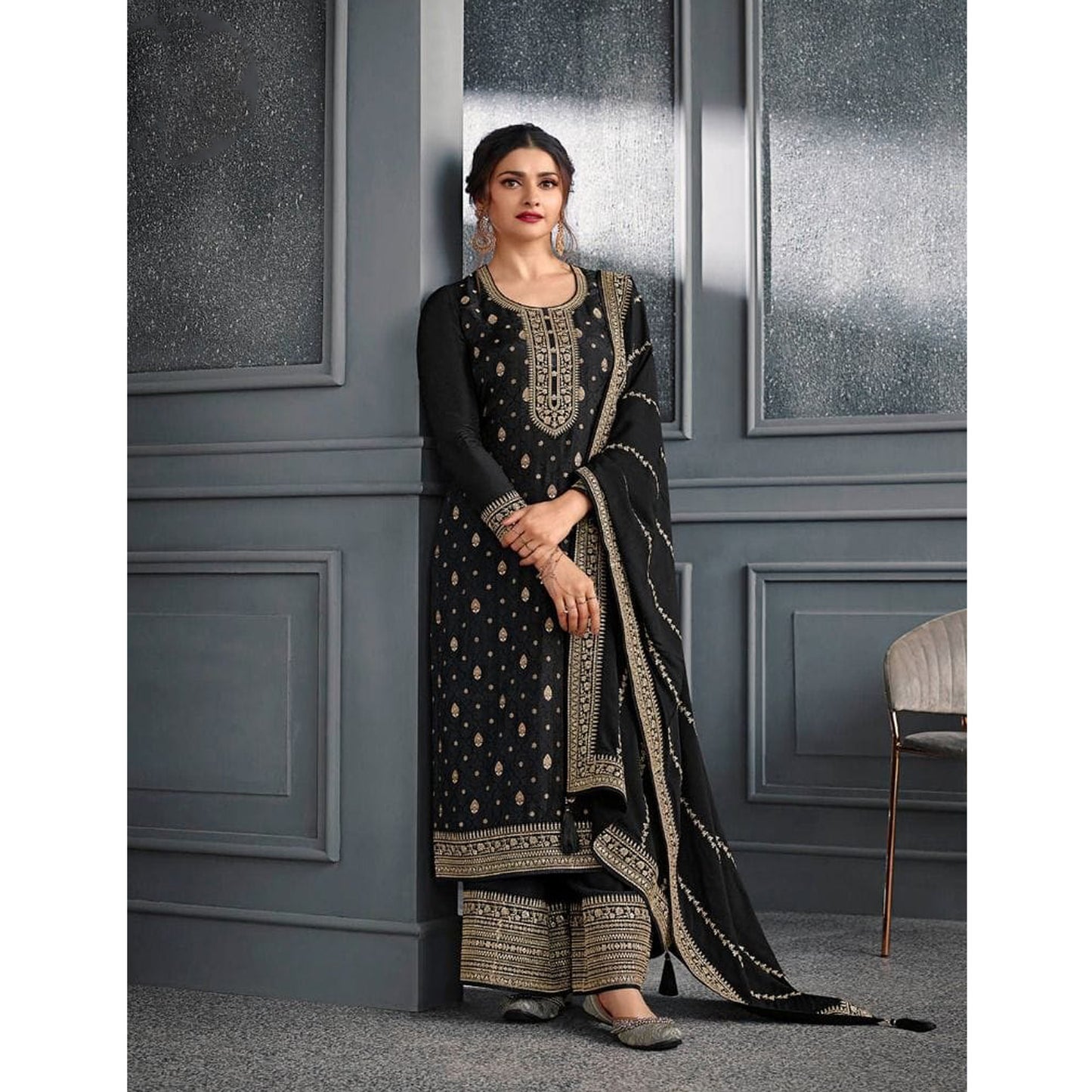 Indian Wedding Wear Georgette With Embroidery Work Salwar Kameez Plazzo Suit