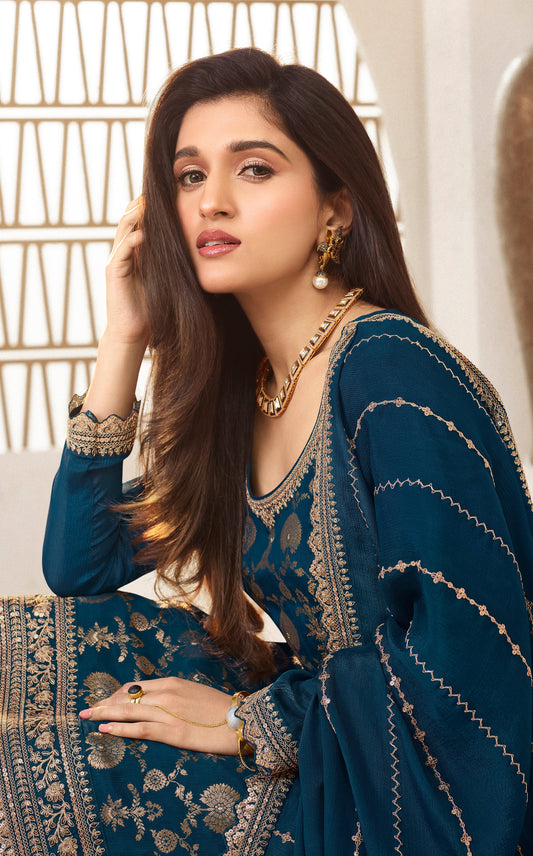 Purple Color Heavy Embroidery Worked Salwar Kameez Plazzo For Wedding