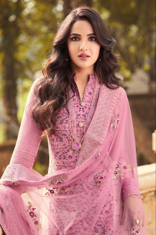 Luxurious Eid Celebration Salwar Kameez with Silk Organza Dupatta & Pant Suit Style