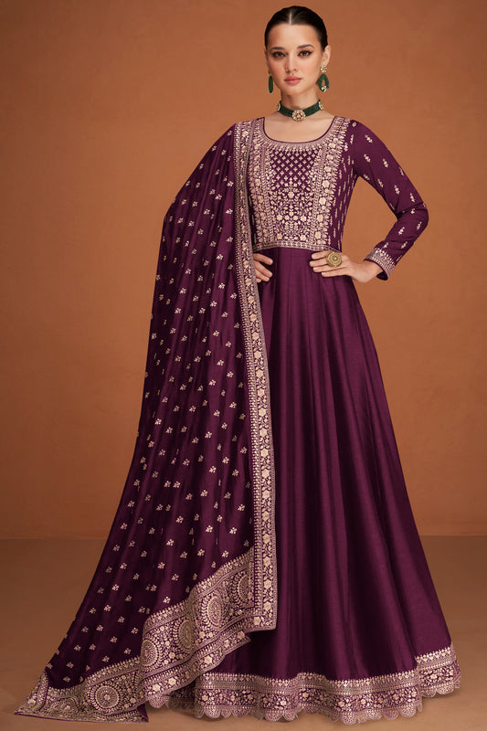 Ethnic Party Wear Stylish Anarkali Dupatta Gown for USA Online Women's