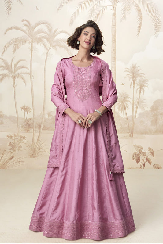 Heavy Embroidery Work Anarkali Gown With Dupatta Online Wear USA