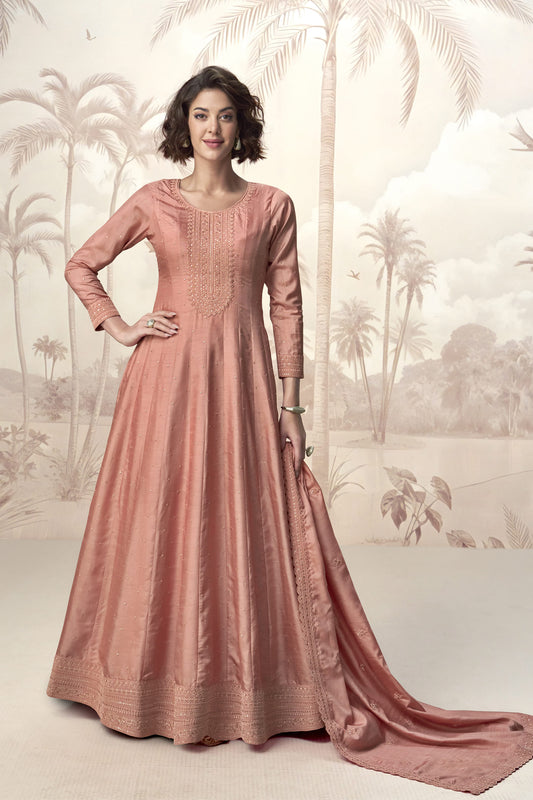Heavy Embroidery Work Anarkali Gown With Dupatta Online Wear USA