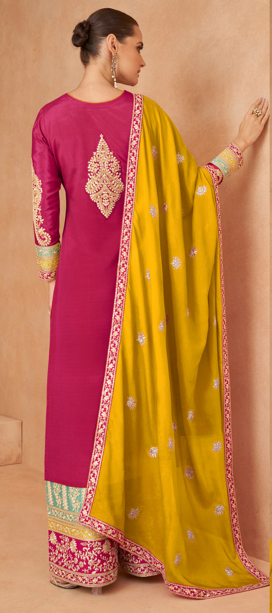 Beautiful Chinon Fabric & Embroidery Work Salwar Kameez Plazzo Dress