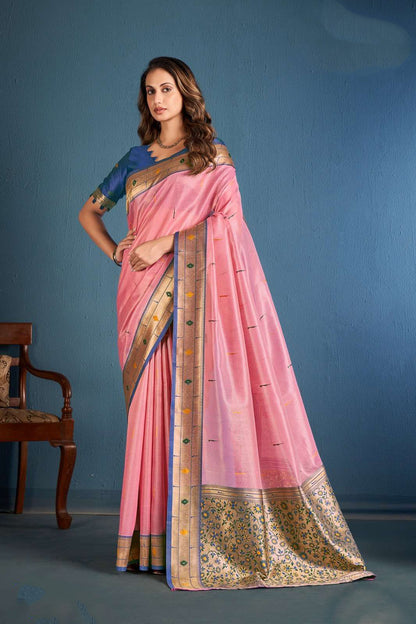 Soft Fabric Stitched Pakistani Saree Pink Color Designer Wedding Wear Saree