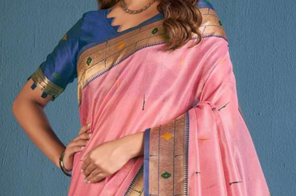Soft Fabric Stitched Pakistani Saree Pink Color Designer Wedding Wear Saree