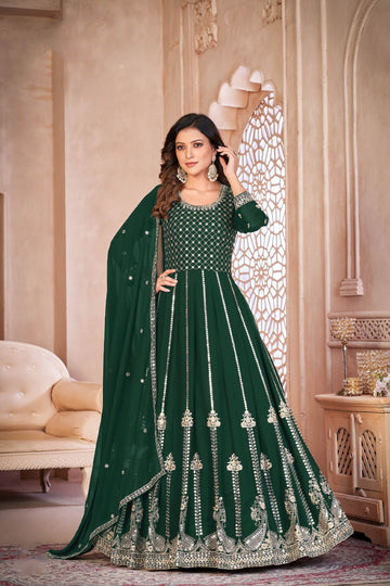 Indian Wedding Party Wear Georgette Fabric Heavy Anarkali Gown Suit