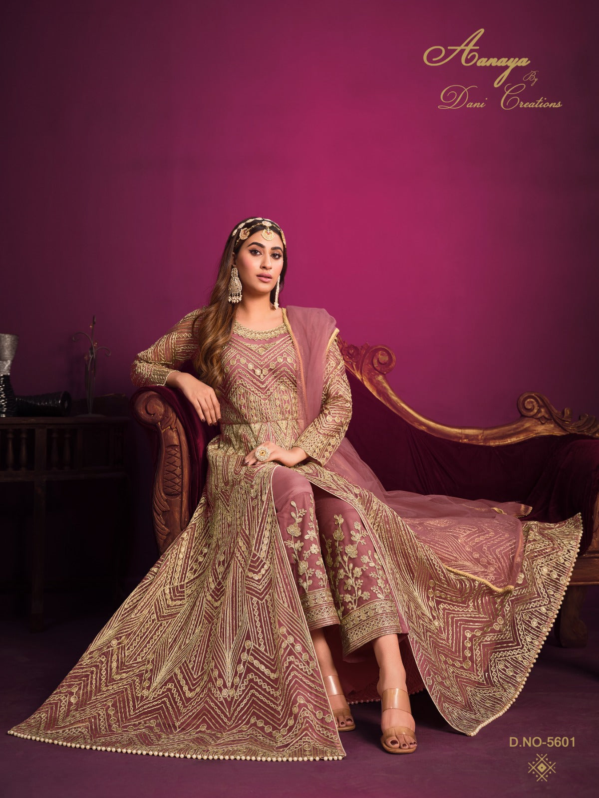 Pakistani Style Women's Wear Net Fabric Slit Anarkali Gown Suits