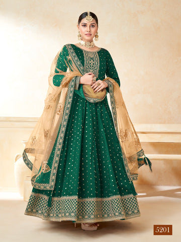 New Designer Heavy Embroidery Work  Reception Wear Anarkali Gown Suits With Net Dupatta