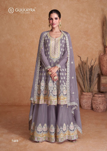 Bollywood Designer Real Chion Fabric Heavy Embroidery Work Festival Wear Sharara Plazzo Suit
