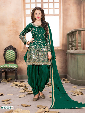 Heavy Punjabi Patiyala Suits With Mirror and Embroidery Work With Georgette Dupatta
