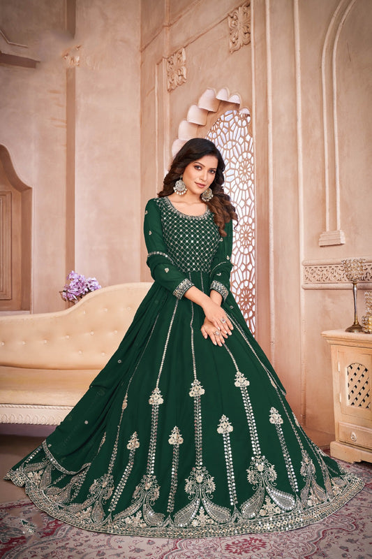 Indian Wedding Party Wear Georgette Fabric Heavy Anarkali Gown Suit
