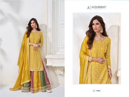 Haldi Function Wear Hevay Embroidery Work Salwar kameez Skirt Suits