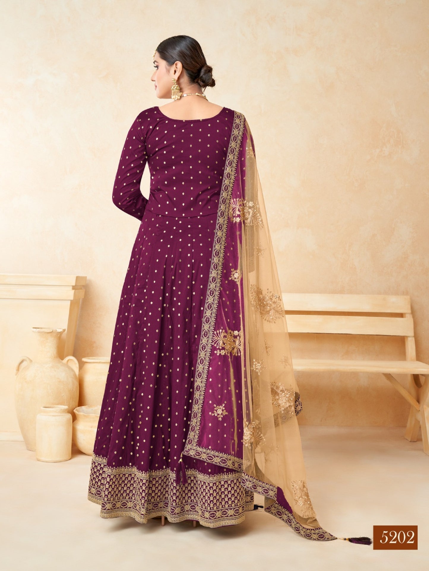 New Designer Heavy Embroidery Work  Reception Wear Anarkali Gown Suits With Net Dupatta