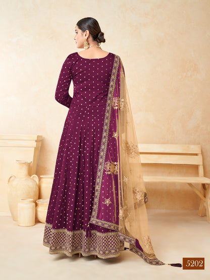 New Designer Heavy Embroidery Work  Reception Wear Anarkali Gown Suits With Net Dupatta