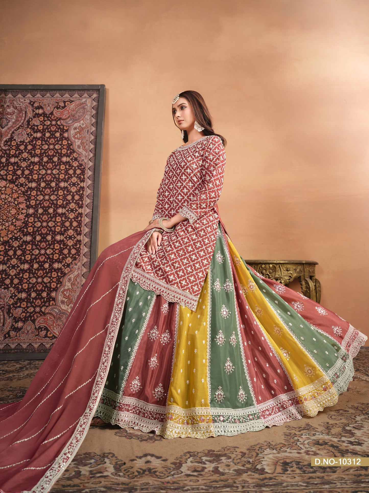 Pakistani Roka Wear Thread Embroidery Work Salwar Kameez Lehenga Suits