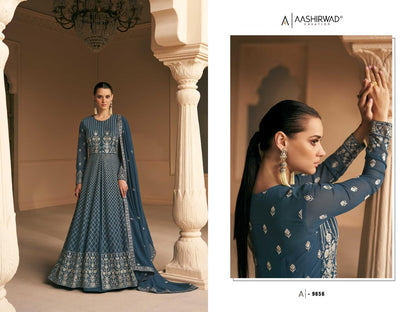 Real Georgette Wedding Party Wear Heavy Embroidery Work Anarkali Gown Suits