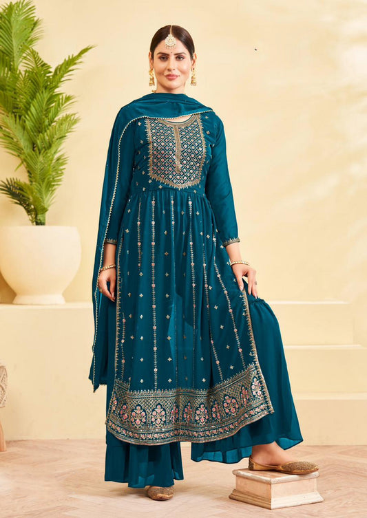 Eid Special Designer Real Georgette With Embroidery Work Salwar Kameez Plazzo Suit