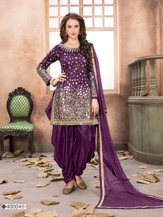 Heavy Punjabi Patiyala Suits With Mirror and Embroidery Work With Georgette Dupatta