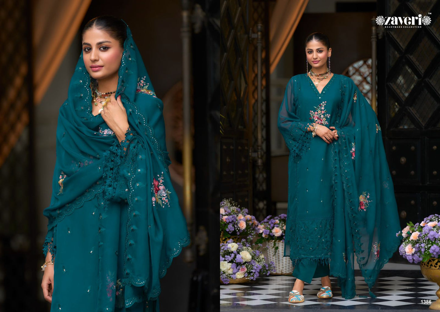 Pakistani Organza Fabric & Heavy Silk Designer Salwar Kameez Pant Suits With Dupatta