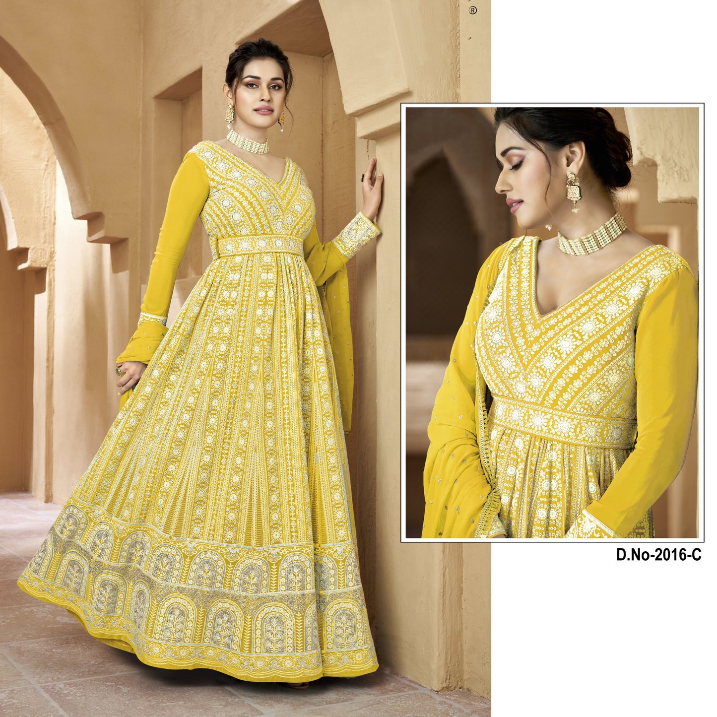 Indian Stylish Designer Georgette With Sequins Work Anarkali Gown Suits