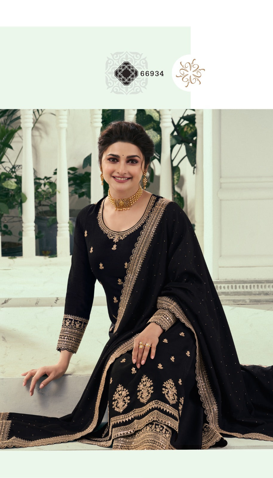 Georgette Fabric Wear Black Color Unique Design Salwar Kameez Plazzo Suits