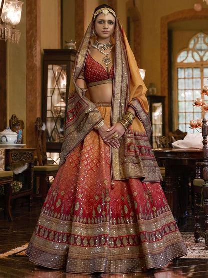 Readymade Pink Mirror Work Rajwadi Silk Event Wedding Wear Lehenga Choli