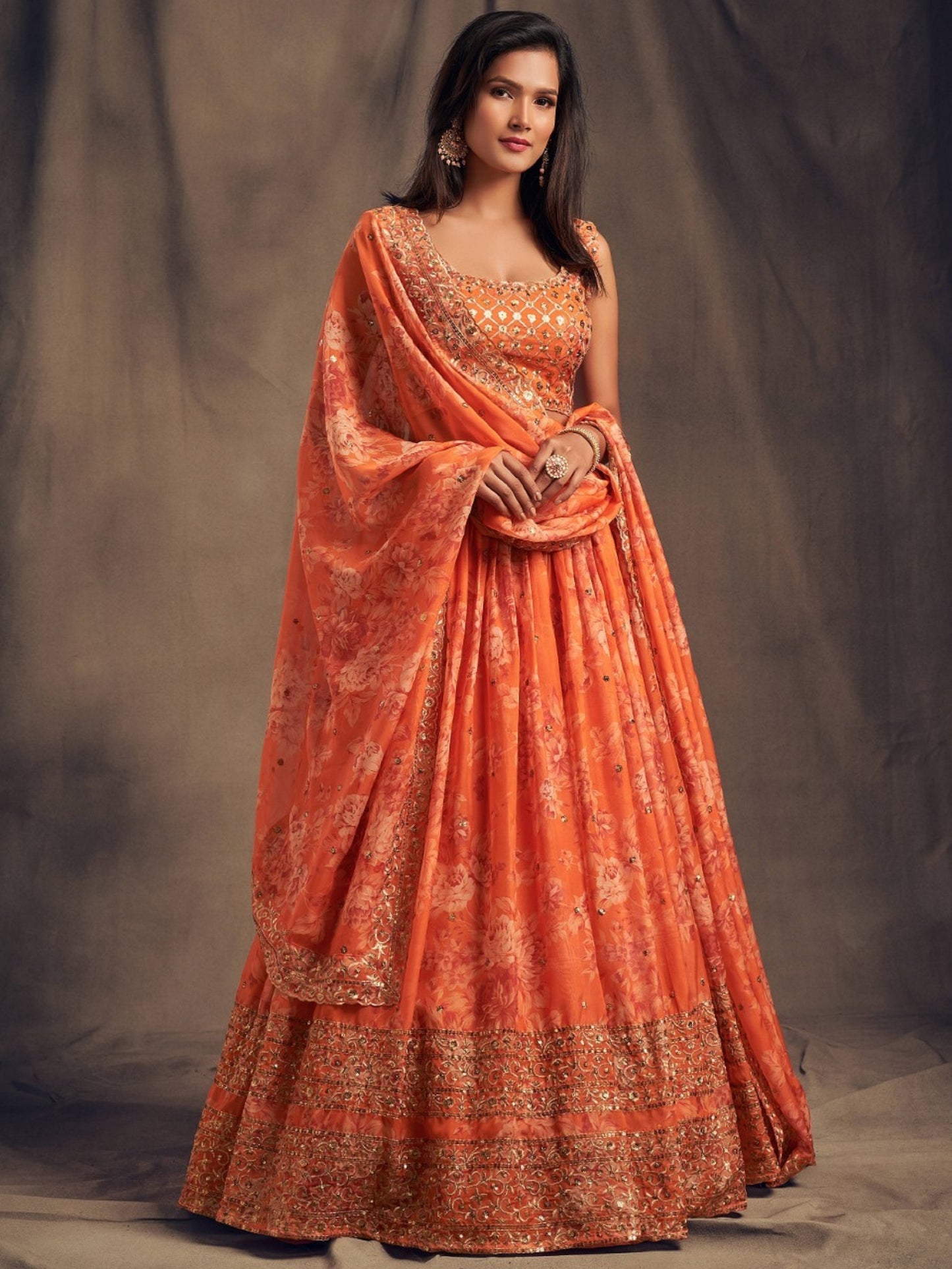 Orange Color Haldi Function Wear Readymade Lehenga Choli With Designer Dupatta