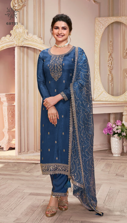 Indian Pakistani Designer Embroidery Work Salwar Kameez Pant Suits