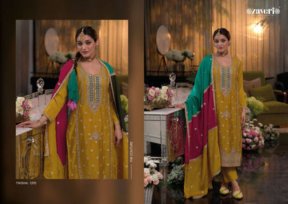 Yellow Color Embroidery Worked Muslim Roka Nikah Wear Salwar Kameez Plazzo Pant Suits