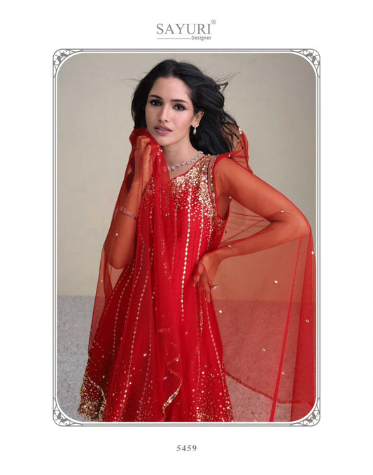 Pakistani Designer Event Wear Red Color Silk Fabric Salwar Kameez Suit