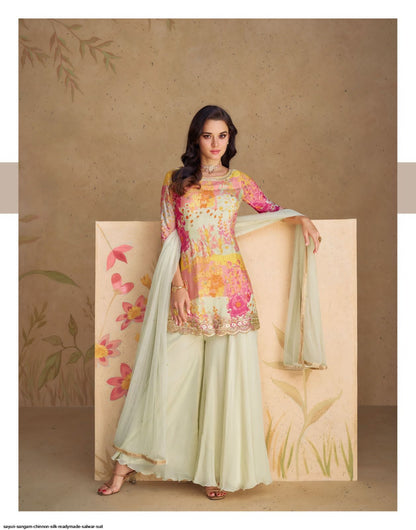 Special Indian Wedding Reception Wear Heavy Embroidery Work Salwar Kameez Sharara Suits