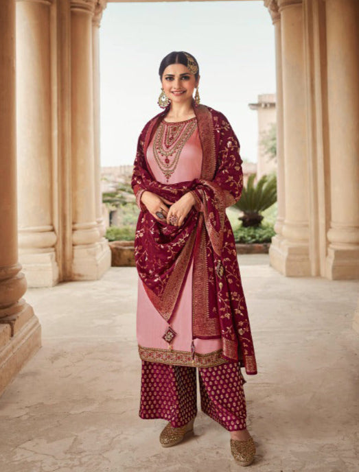 Yellow-Pink Color Beautiful Indian Pakistani Designer Salwar Kameez Plazzo Suits