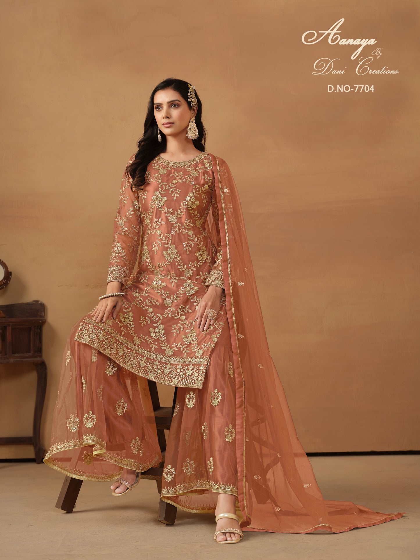 Eid Ramdan Special  Designer Embroidery Work & Net Fabric Salwar kameez Sharara Suits