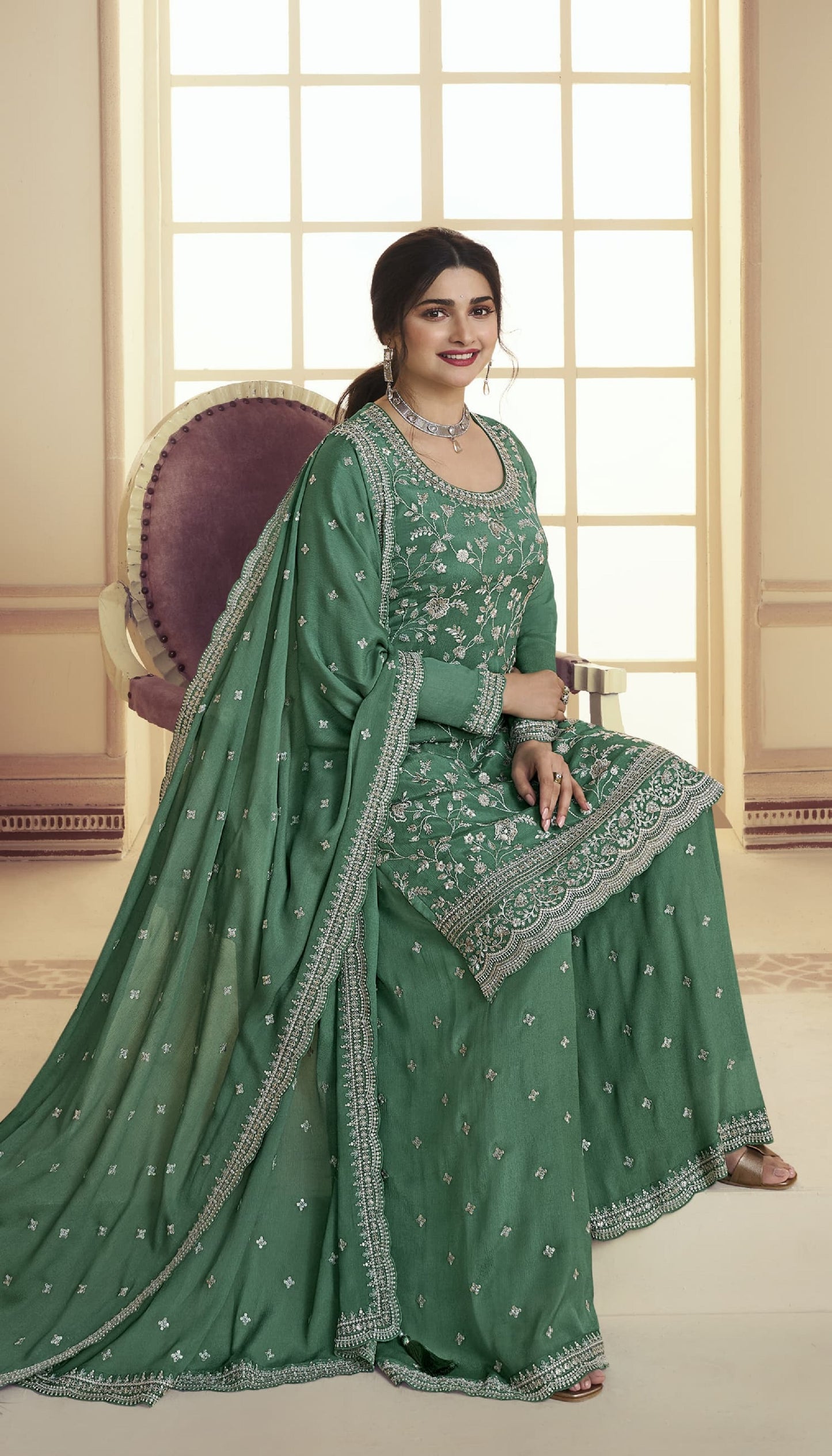 Indian Wedding Reception Wear Salwar Kameez Dress Beautiful Worked Plazzo Dupatta Suits