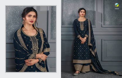 Indian Wedding Wear Georgette With Embroidery Work Salwar Kameez Plazzo Suit